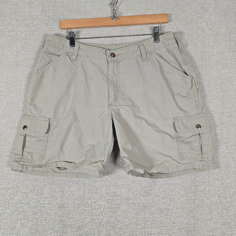 Carhartt Womens WB164 TAN Canvas Cargo Shorts Size 14 Tan Cotton Utility Pockets